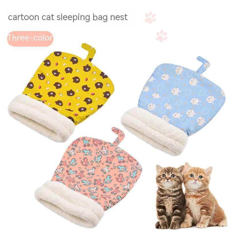 Cozy Thickened Winter Cartoon Cat Sleeping Bag